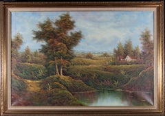 Large 20th Century Oil - Rustic Landscape