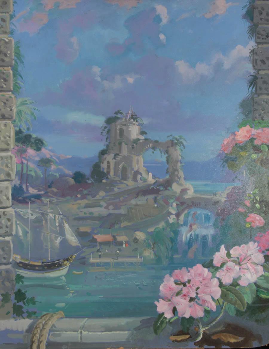 Large 20th Century Oil - Utopian Landscape - Painting by Unknown