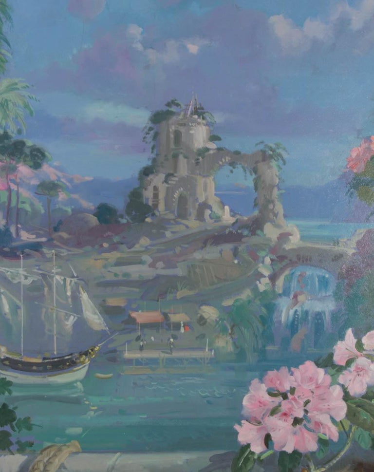 Unknown Landscape Painting - Large 20th Century Oil - Utopian Landscape