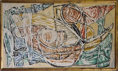 Large Aboriginal-Inspired Abstract Oil on Board.