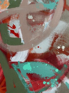 Large Abstract Expressionist Painting with gold leaf