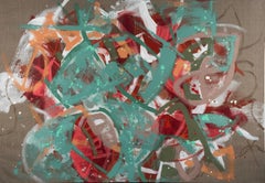 Large Abstract Expressionist Painting with gold leaf
