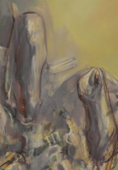 Large Abstract Horses Oil on Canvas Painting Entitled "the Birth of Memory"