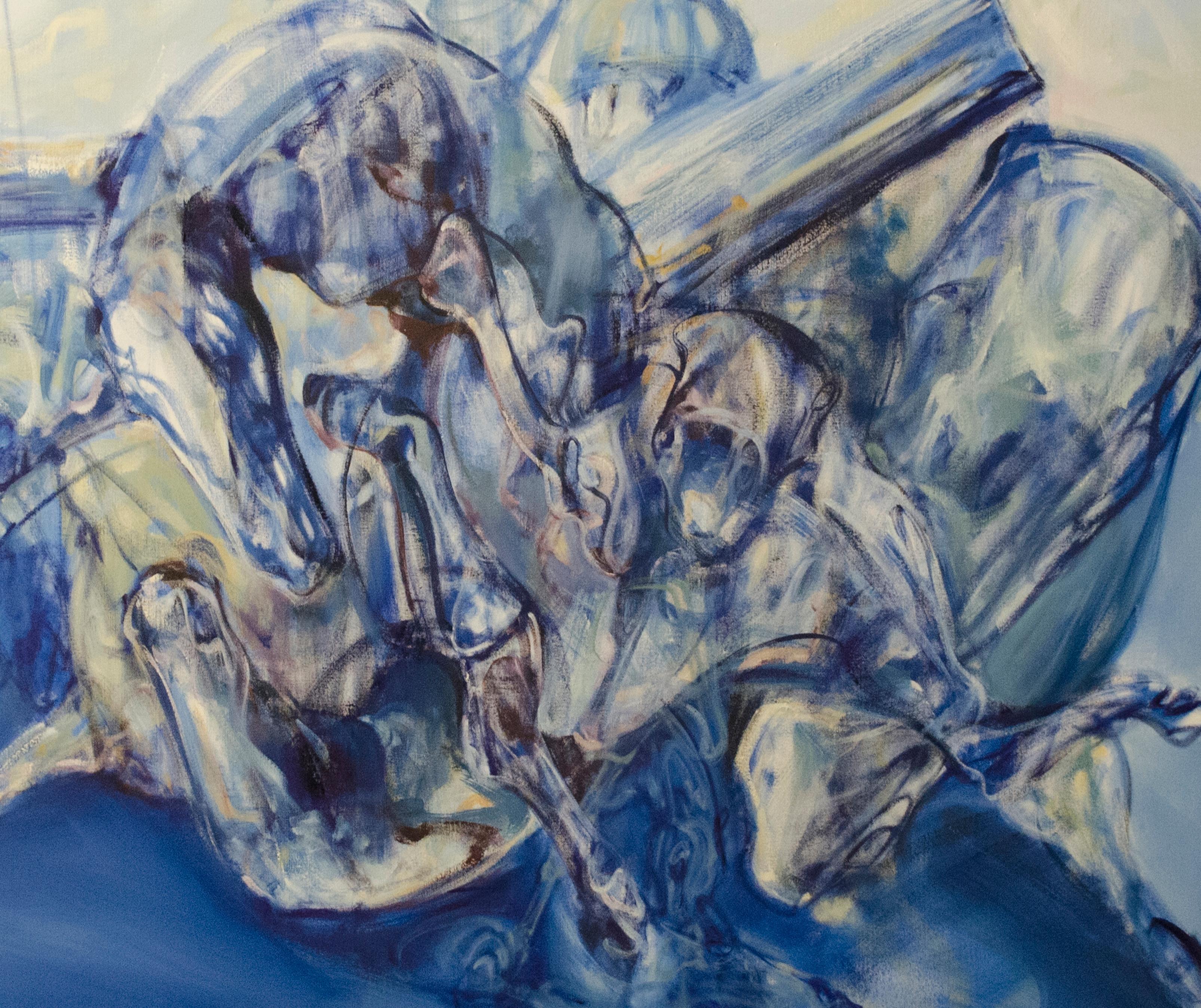 Große abstrakte Pferde, Öl auf Leinwand, Gemälde mit dem Titel „The Jump“ im Angebot 1