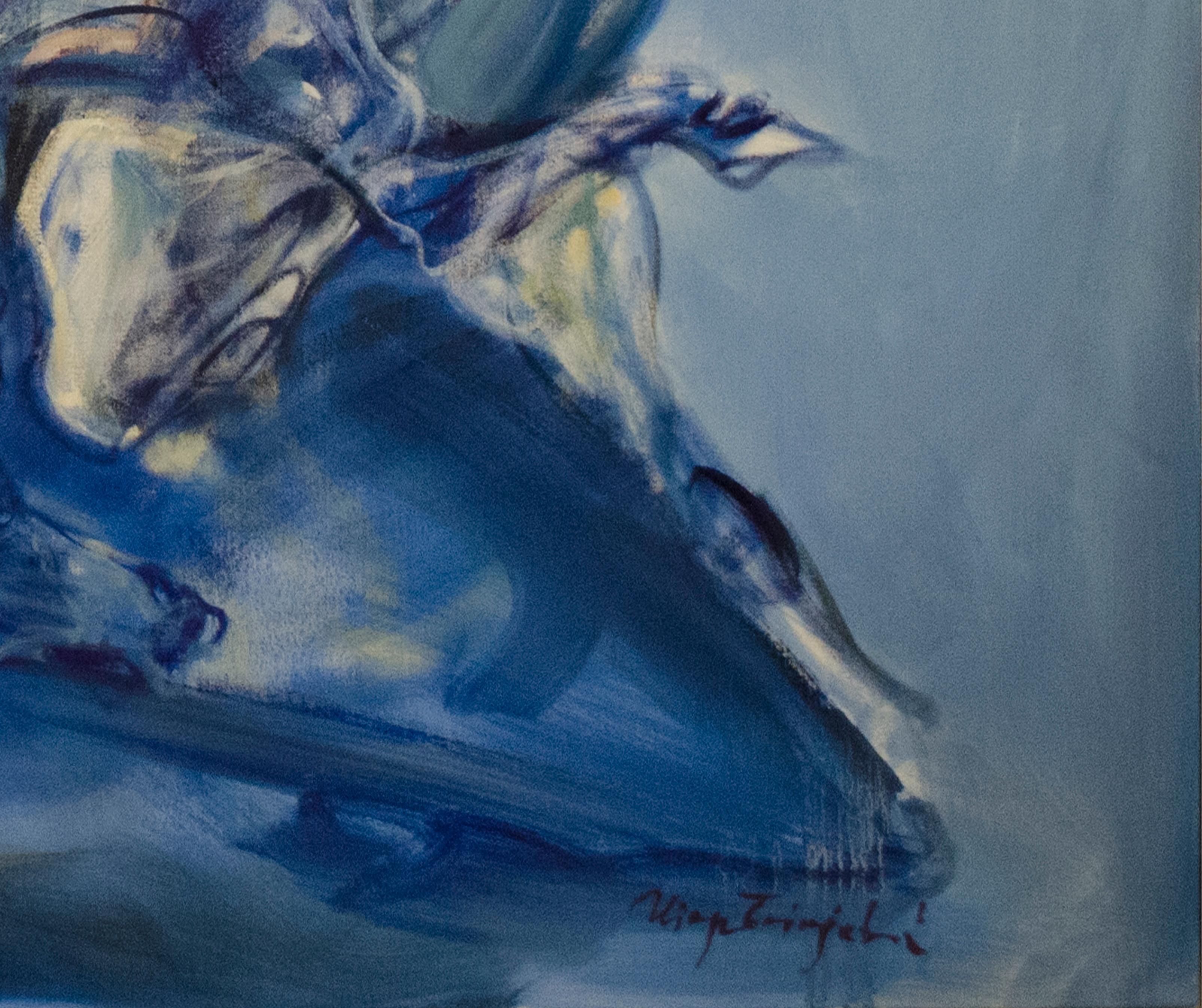 Große abstrakte Pferde, Öl auf Leinwand, Gemälde mit dem Titel „The Jump“ im Angebot 4