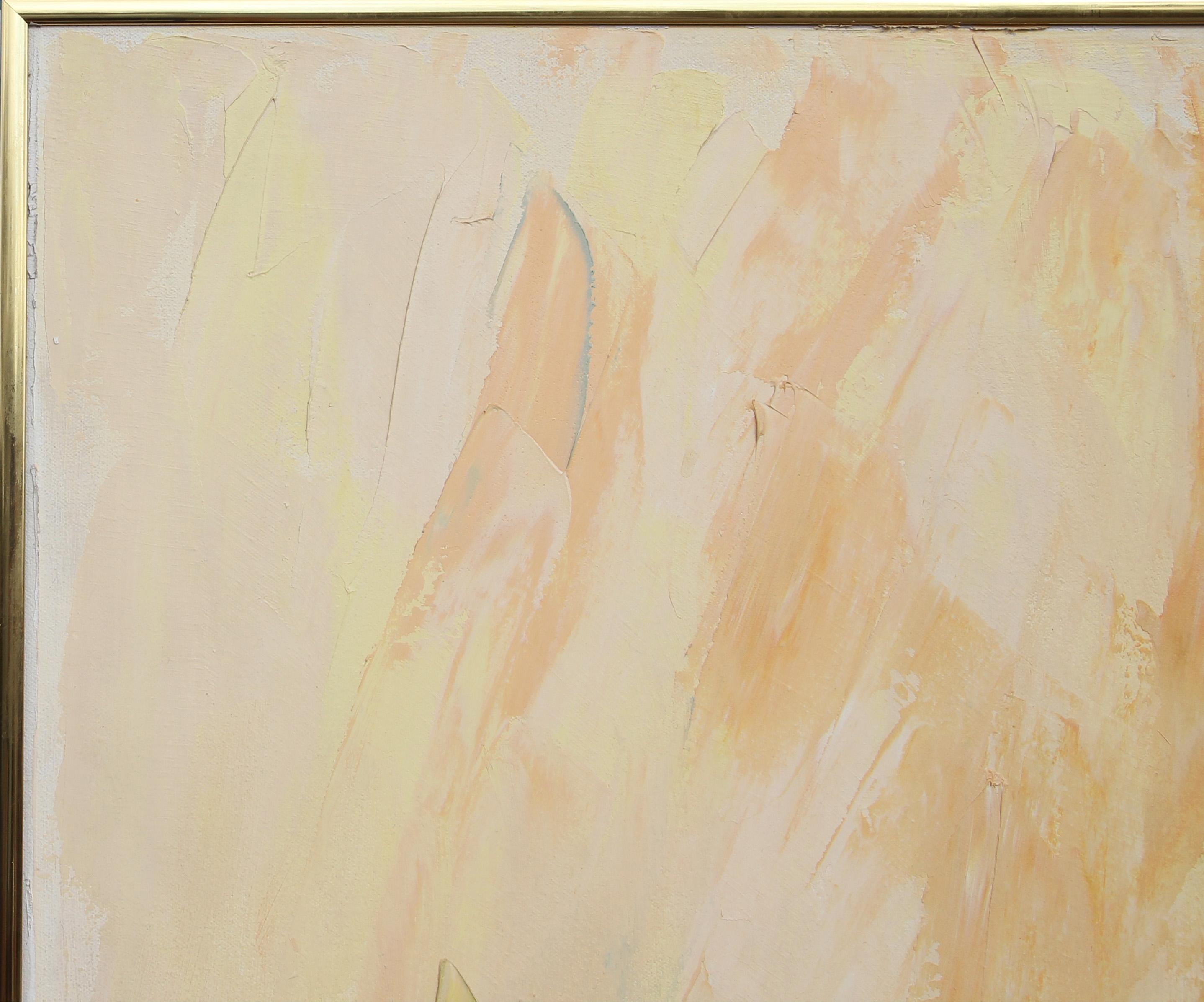 Grande peinture figurative texane abstraite aux tons jaunes et bleus en vente 3