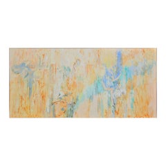 Large Abstract Yellow and Blue Toned Texas Themed Figurative Painting