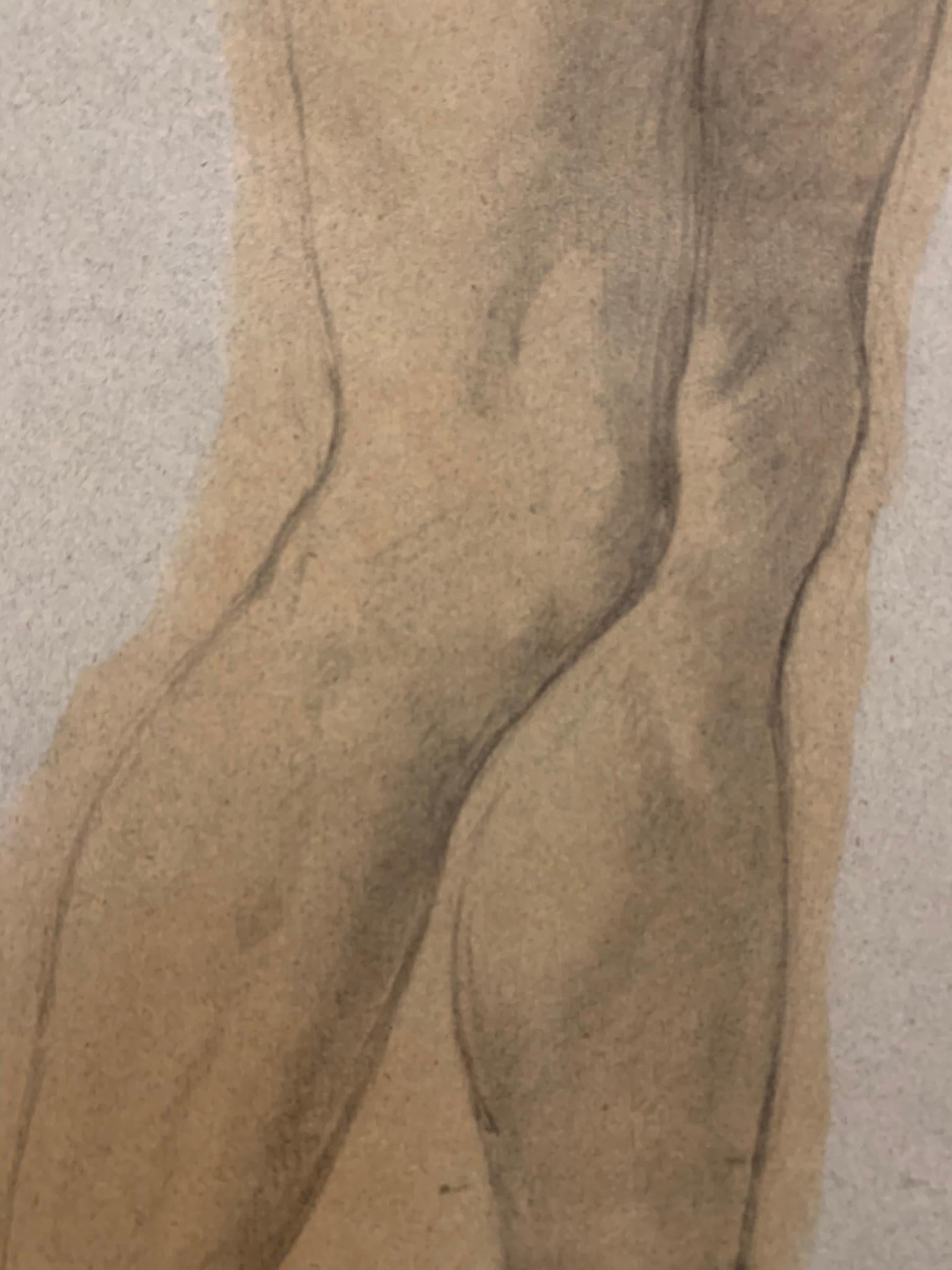 Large Academic Study Of The Nude: Handsome Man With A Beard. XIXcentury. 1