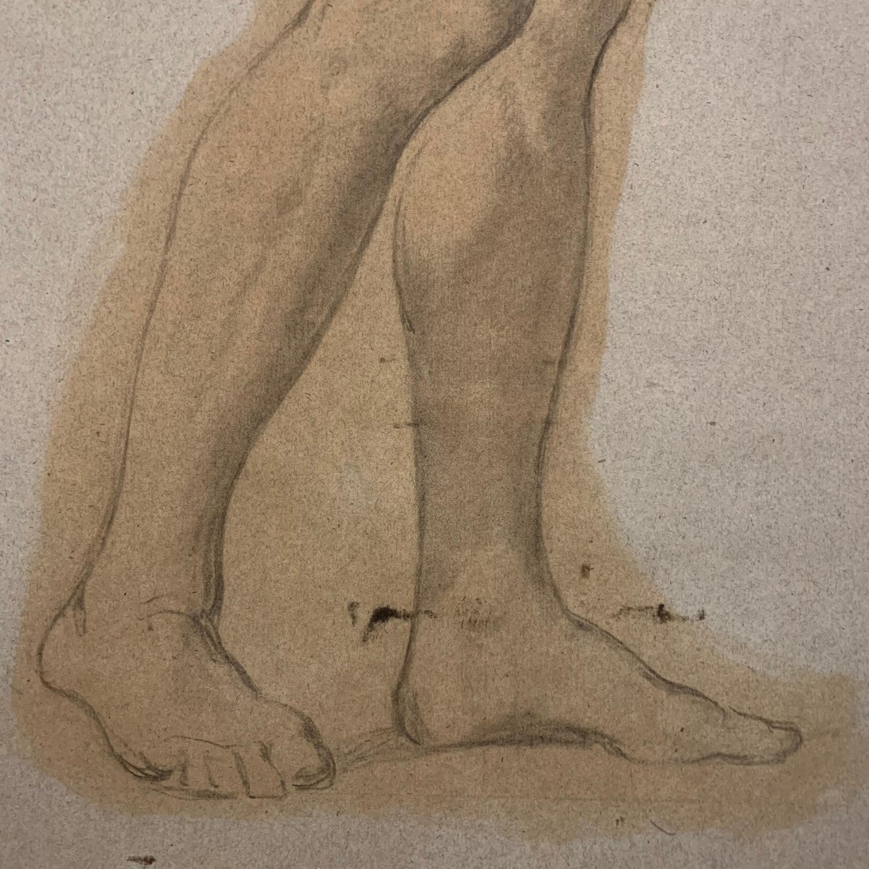 Large Academic Study Of The Nude: Handsome Man With A Beard. XIXcentury. 2