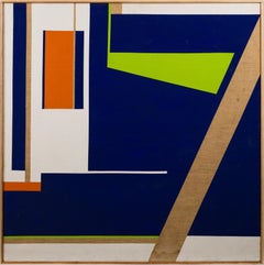 Large American Modernist Geometric Abstract Framed Signed New York Oil Painting