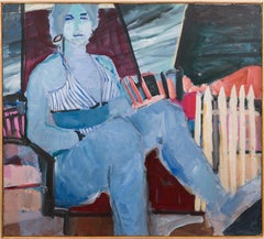 Große amerikanische Modernist Post Impressionist gerahmt Porträt Ölgemälde