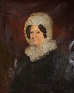 Large American School Mid 19th Century Oil - Portrait of a Quaker Woman