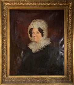 Antique Large American School Mid 19th Century Oil - Portrait of a Quaker Woman