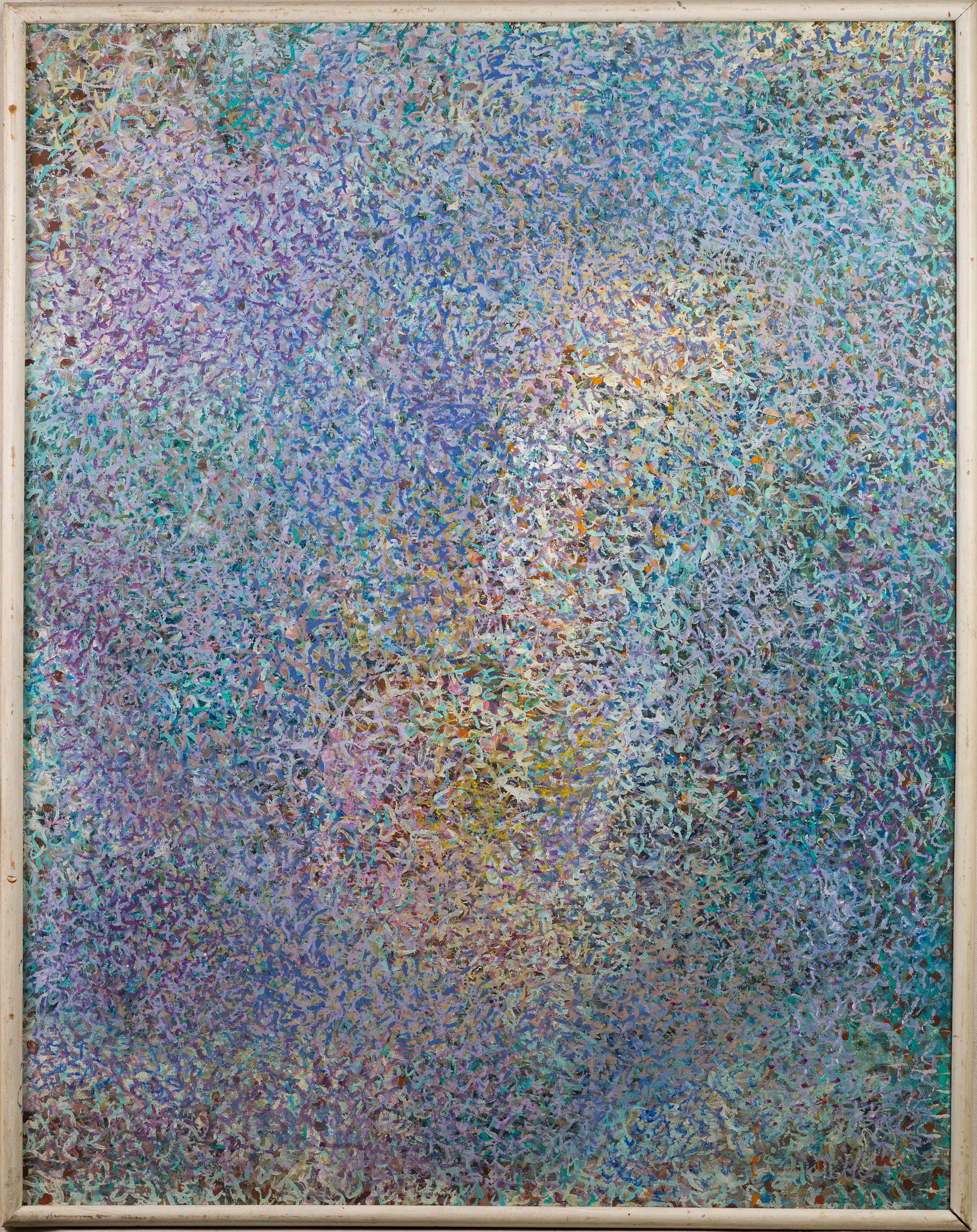 Grande quadro ad olio di scuola americana modernista espressionista astratto con cornice - Painting di Unknown