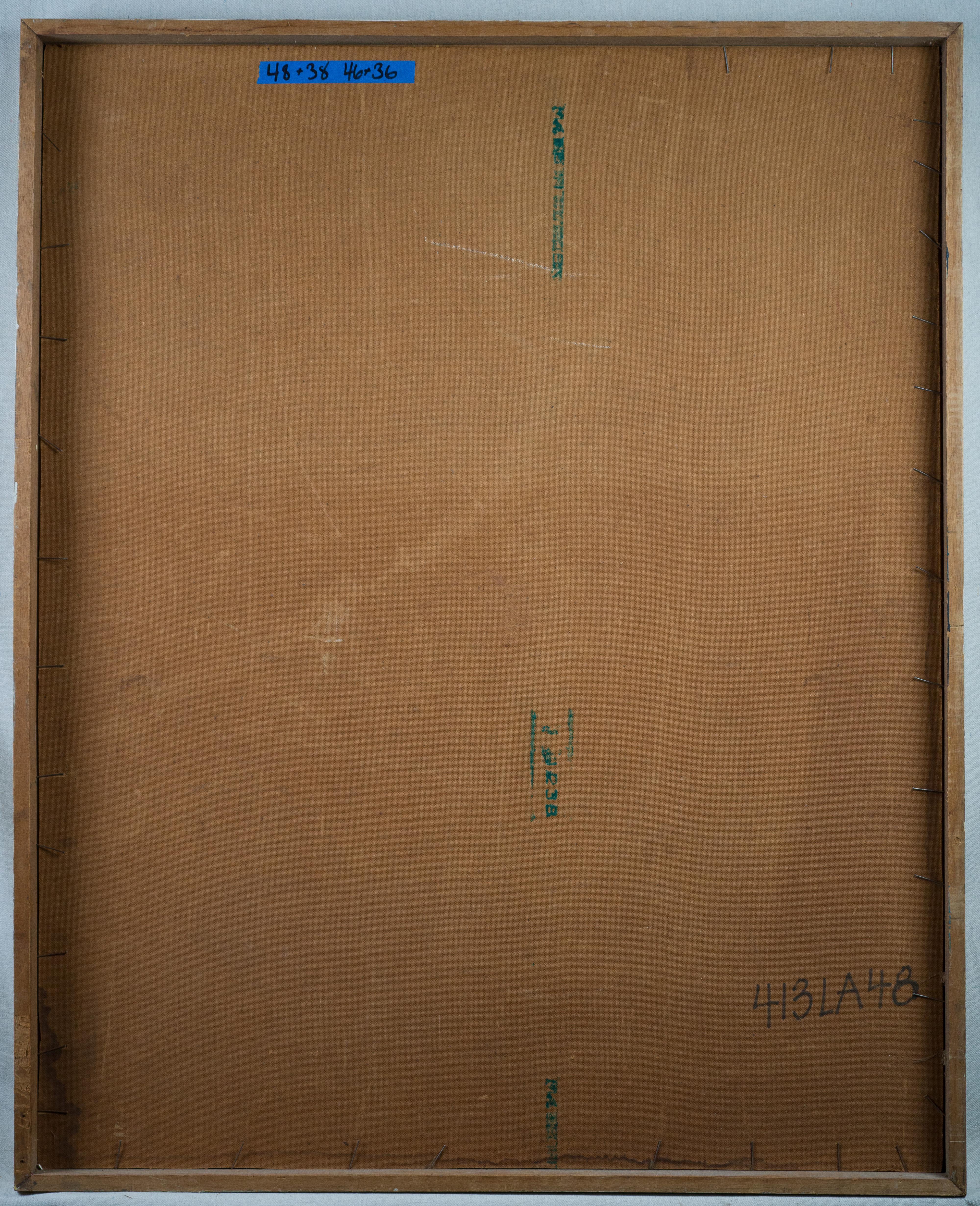 Grande quadro ad olio di scuola americana modernista espressionista astratto con cornice 3
