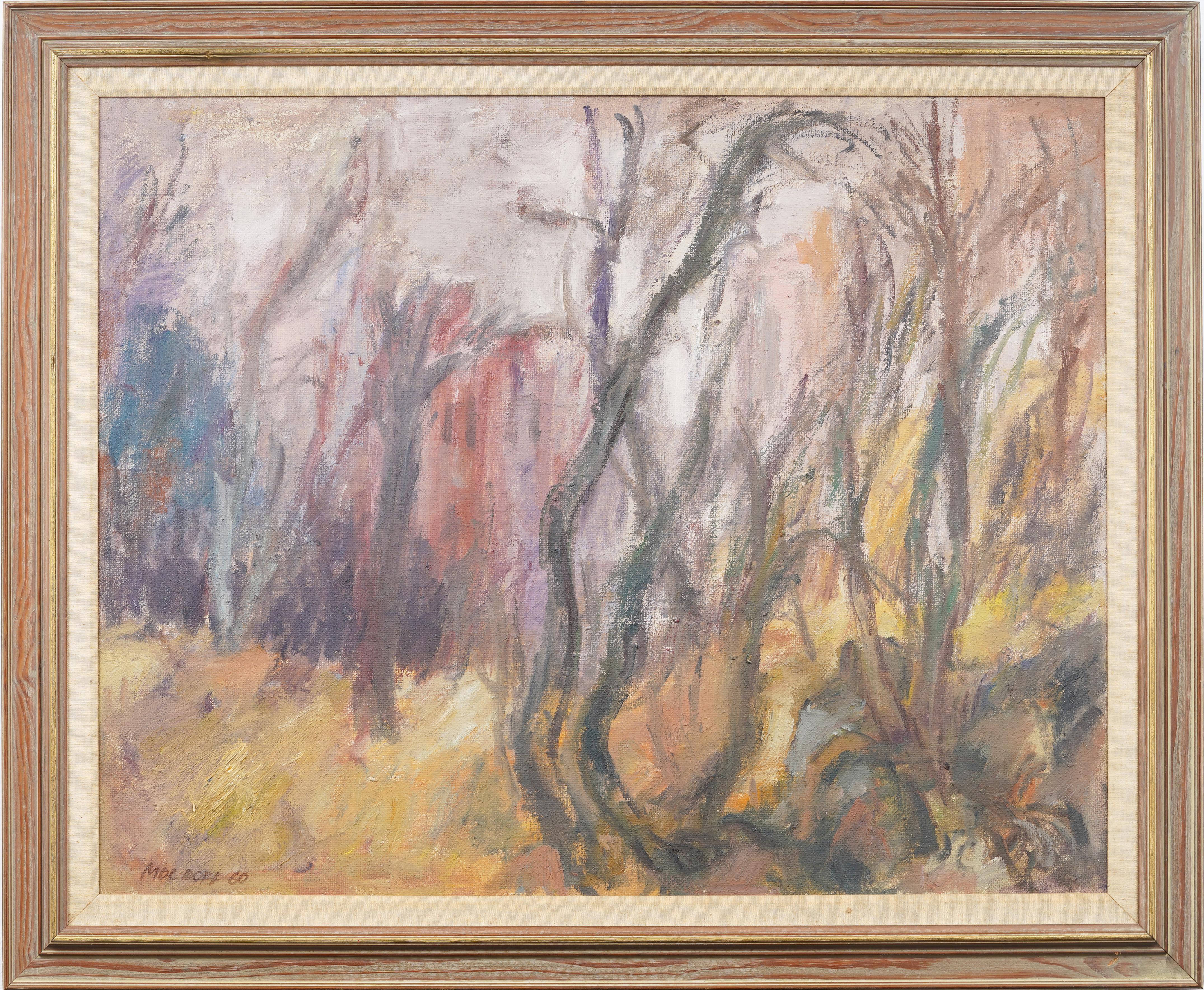 Unknown Abstract Painting – Große amerikanische Schule Modernist abstrakte Landschaft gerahmt Original Ölgemälde