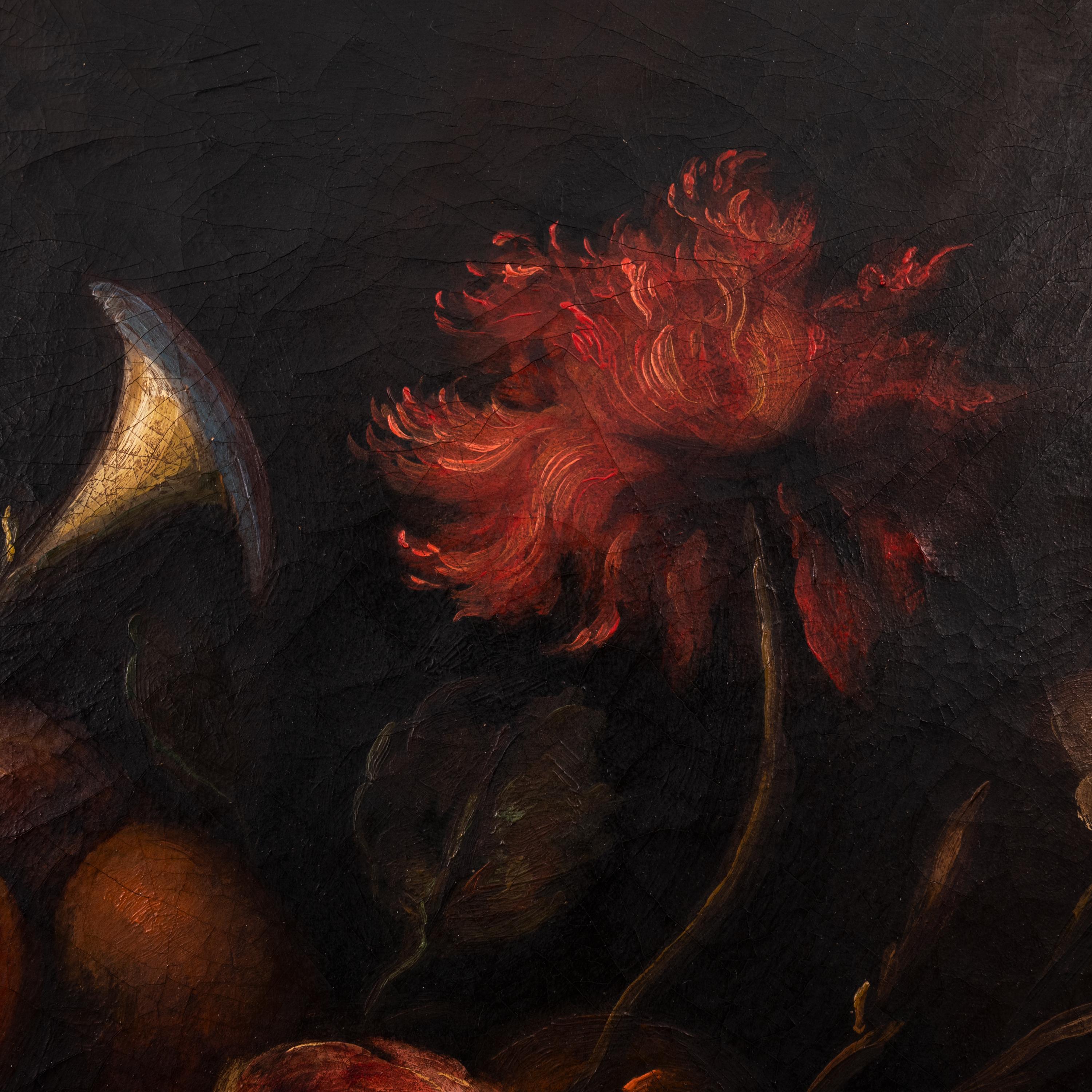 Large Antique 18th Century Fruit Flowers Still Life Oil Painting Dutch School 6