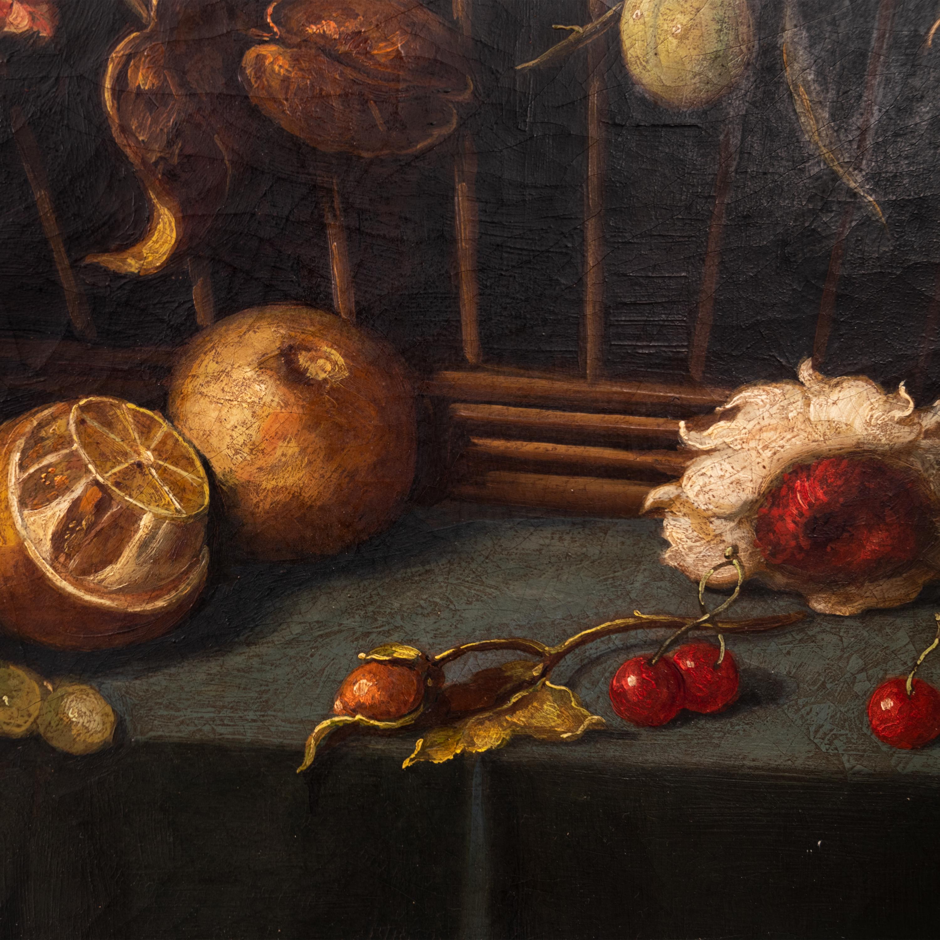 Large Antique 18th Century Fruit Flowers Still Life Oil Painting Dutch School 7
