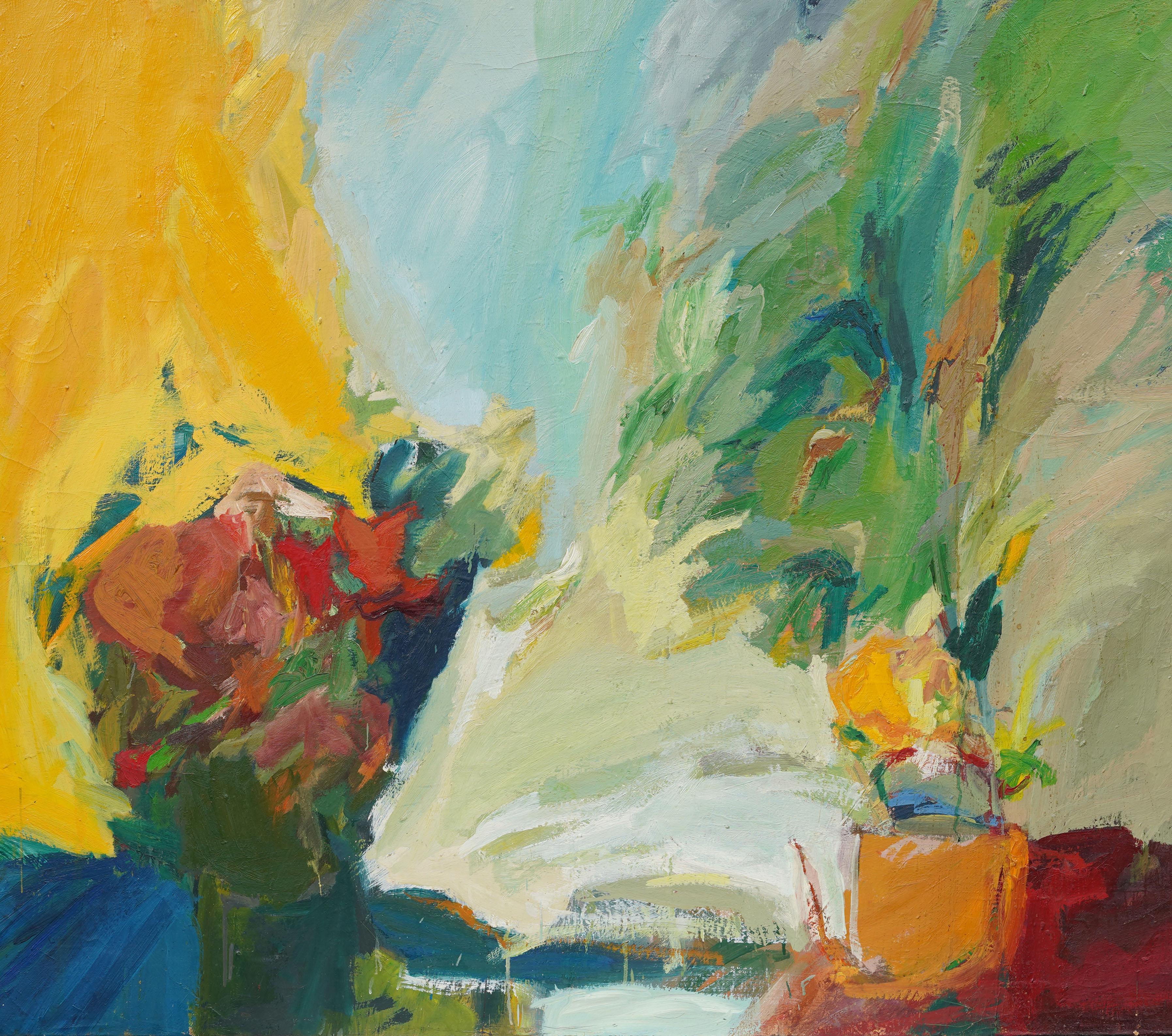 Antikes amerikanisches modernistisches abstraktes Stilllebengemälde. Öl auf Leinwand. Gerahmt.  Verso signiert.  Messen: 48 x 56 cm insgesamt und 46 x 54 cm Gemälde allein.  In ausgezeichnetem Originalzustand. Hübsch gerahmt in einer Vintage-Leiste.