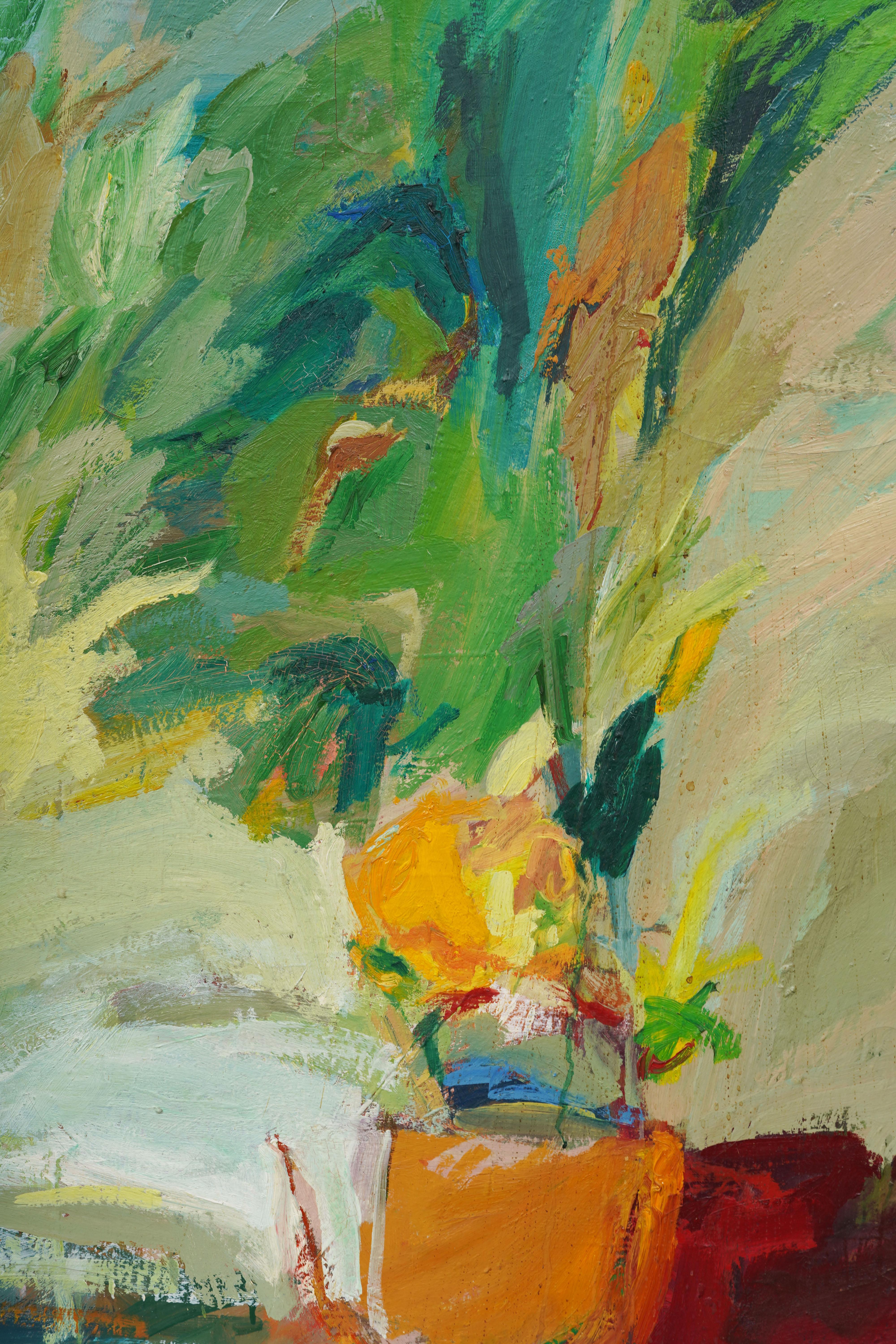 Große antike amerikanische abstrakte Expressionist Blume Stillleben Ölgemälde im Angebot 2