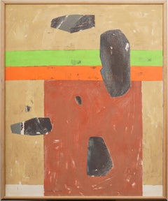 Large Antique American Abstract Expressionist Modernist Framed Oil Painting