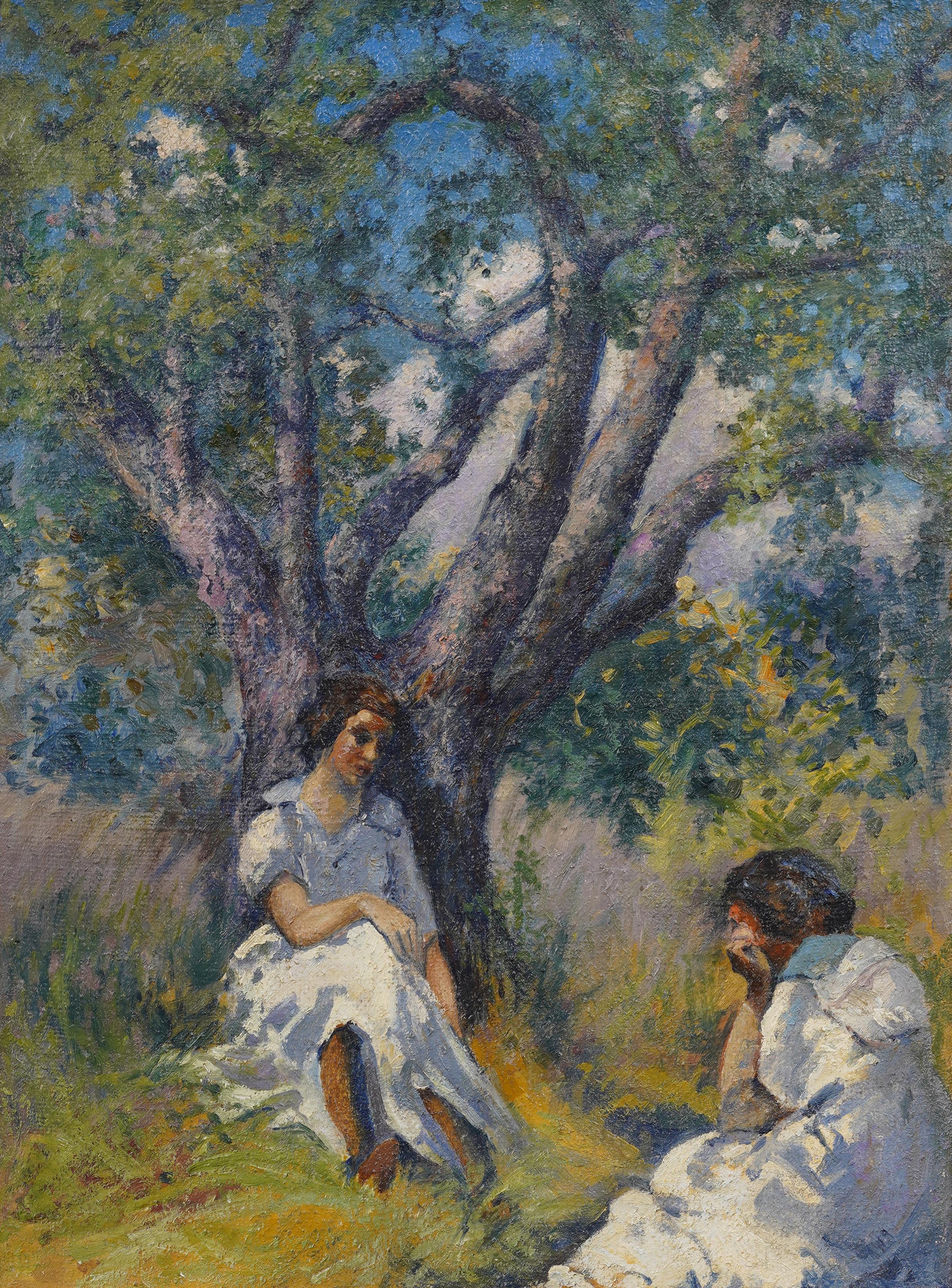 Antique American impressionist landscape oil painting. Oil on canvas. Framed. Measuring 20 by 27 inches painting alone. In excellent original condition. Handsomely framed in a gold gitlwood molding.  Excellent condition, ready to hang and enjoy. 