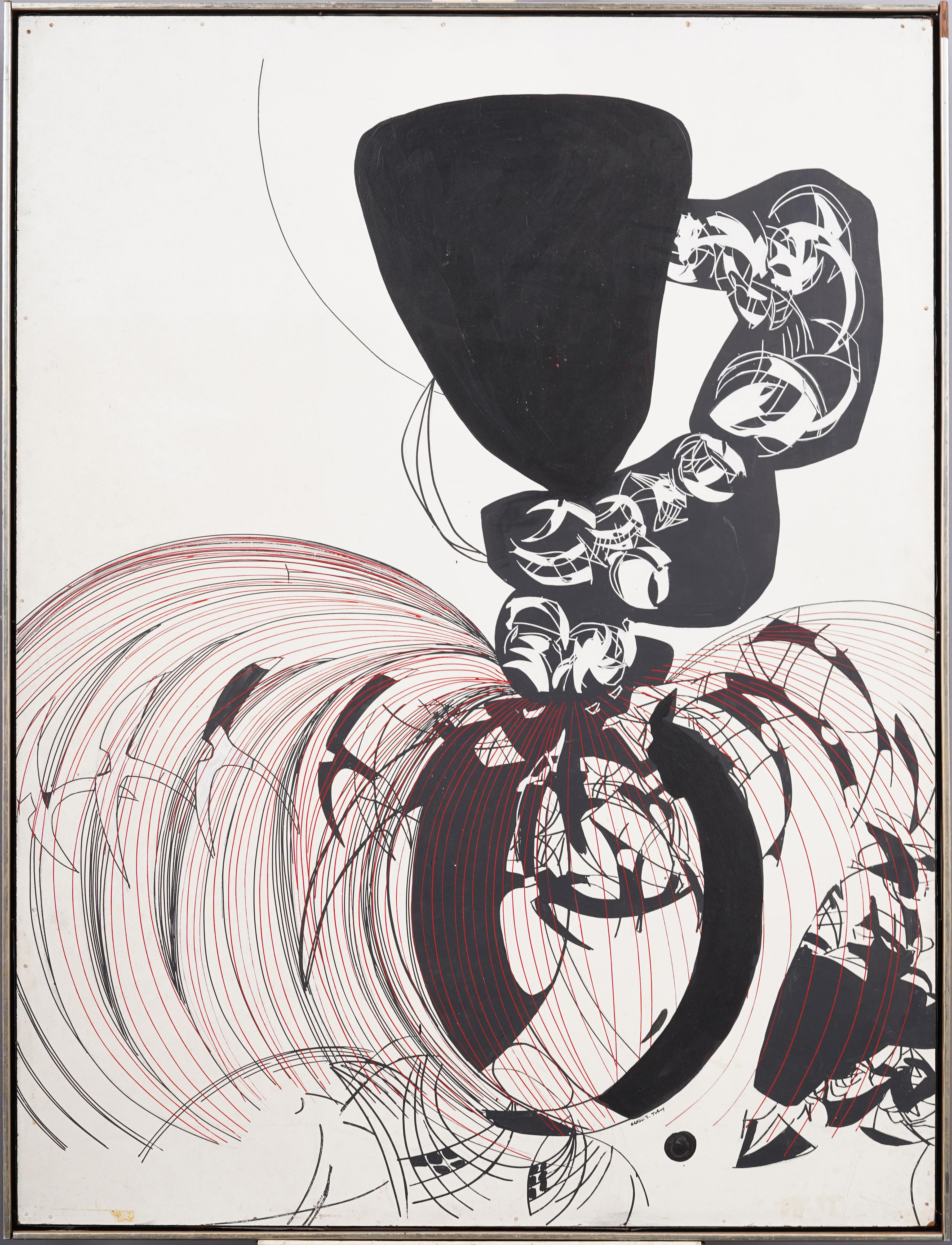Gran cuadro al óleo enmarcado del Modernismo Abstracto Expresionista Americano Antiguo - Painting de Unknown