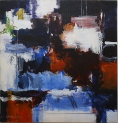 Large Antique American Modernist Abstract Expressionist Original Oil Painting