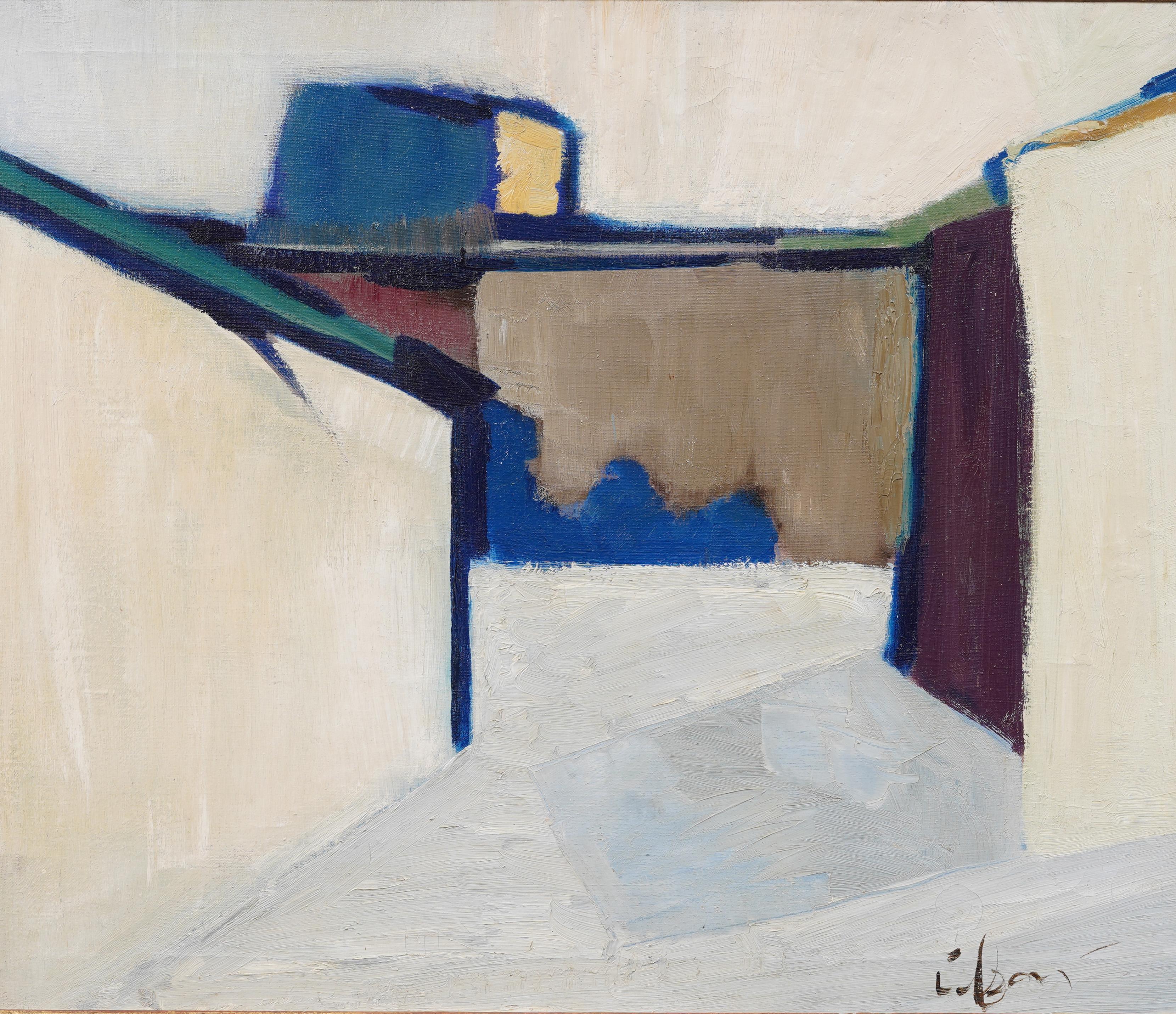 Quadro a olio di paesaggio astratto modernista davvero ben dipinto e interessante.  Incorniciato.  Olio su tela.  Firmato.  Dimensioni dell'immagine, 24H per 30L.