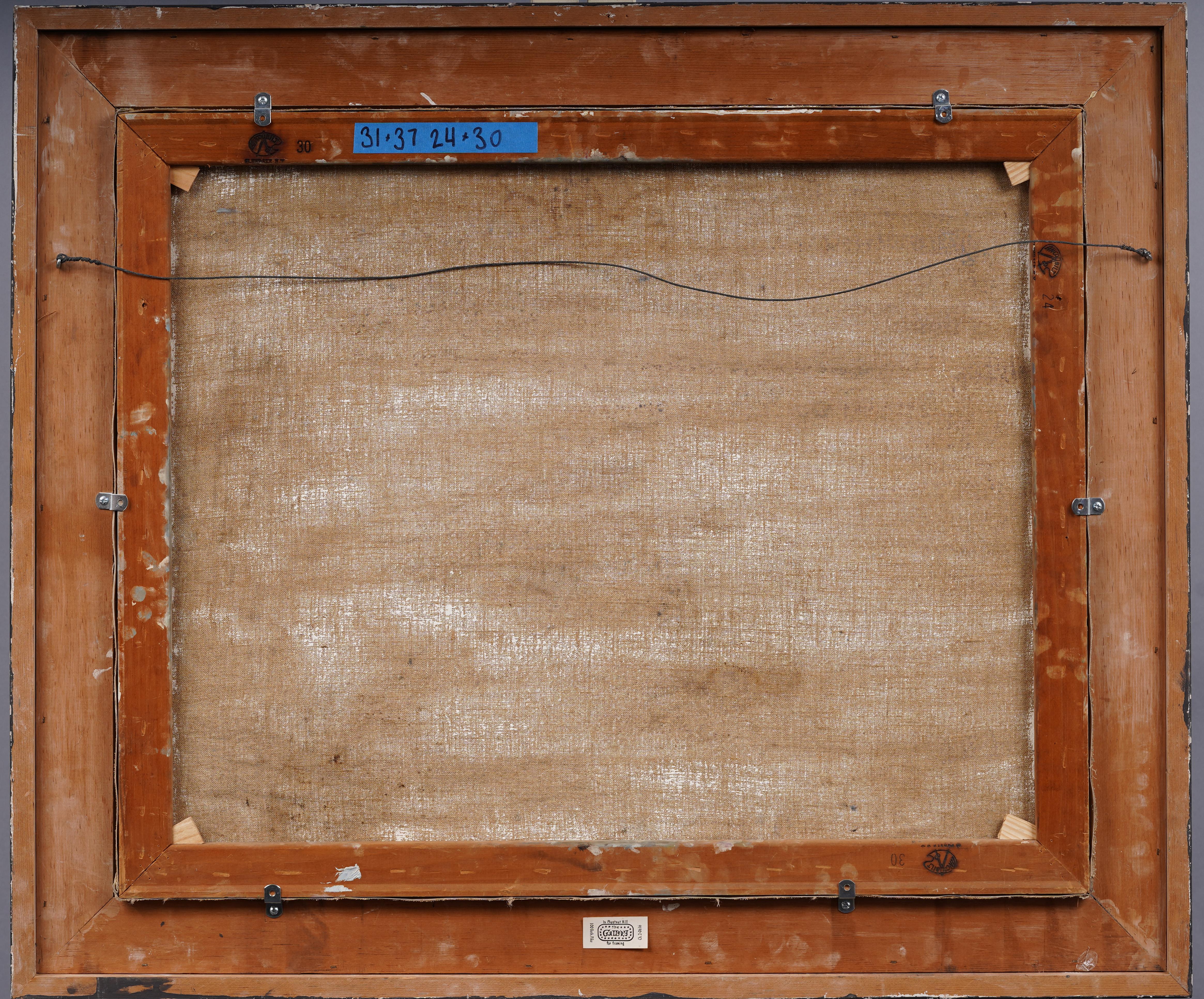 Grande pittura ad olio antica modernista astratta firmata con cornice 4