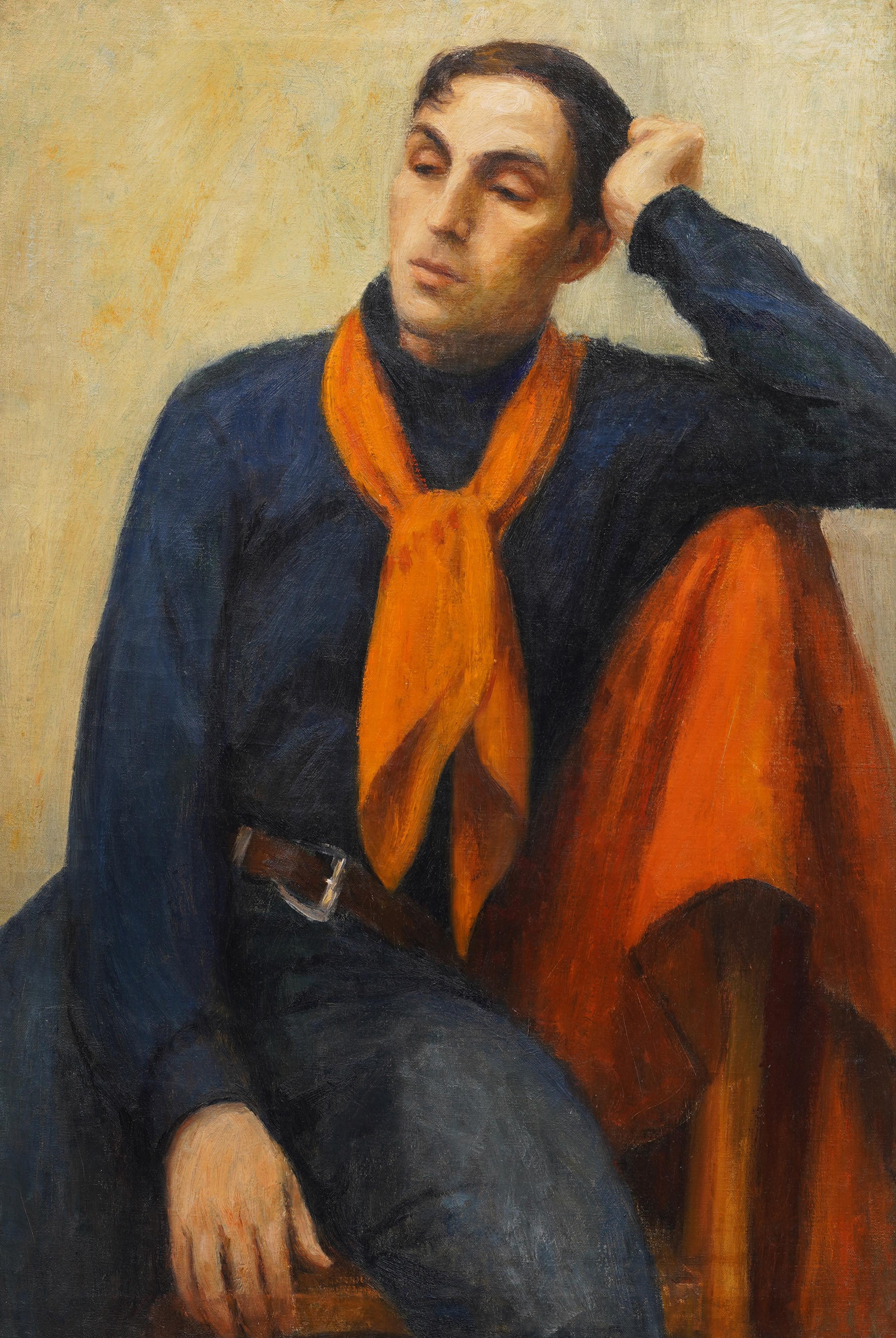 Vintage impressionist portrait oil painting. Oil on canvas.   Framed.  In excellent original condition. Handsomely framed in a  painted wood molding.  Excellent condition, ready to hang and enjoy. 