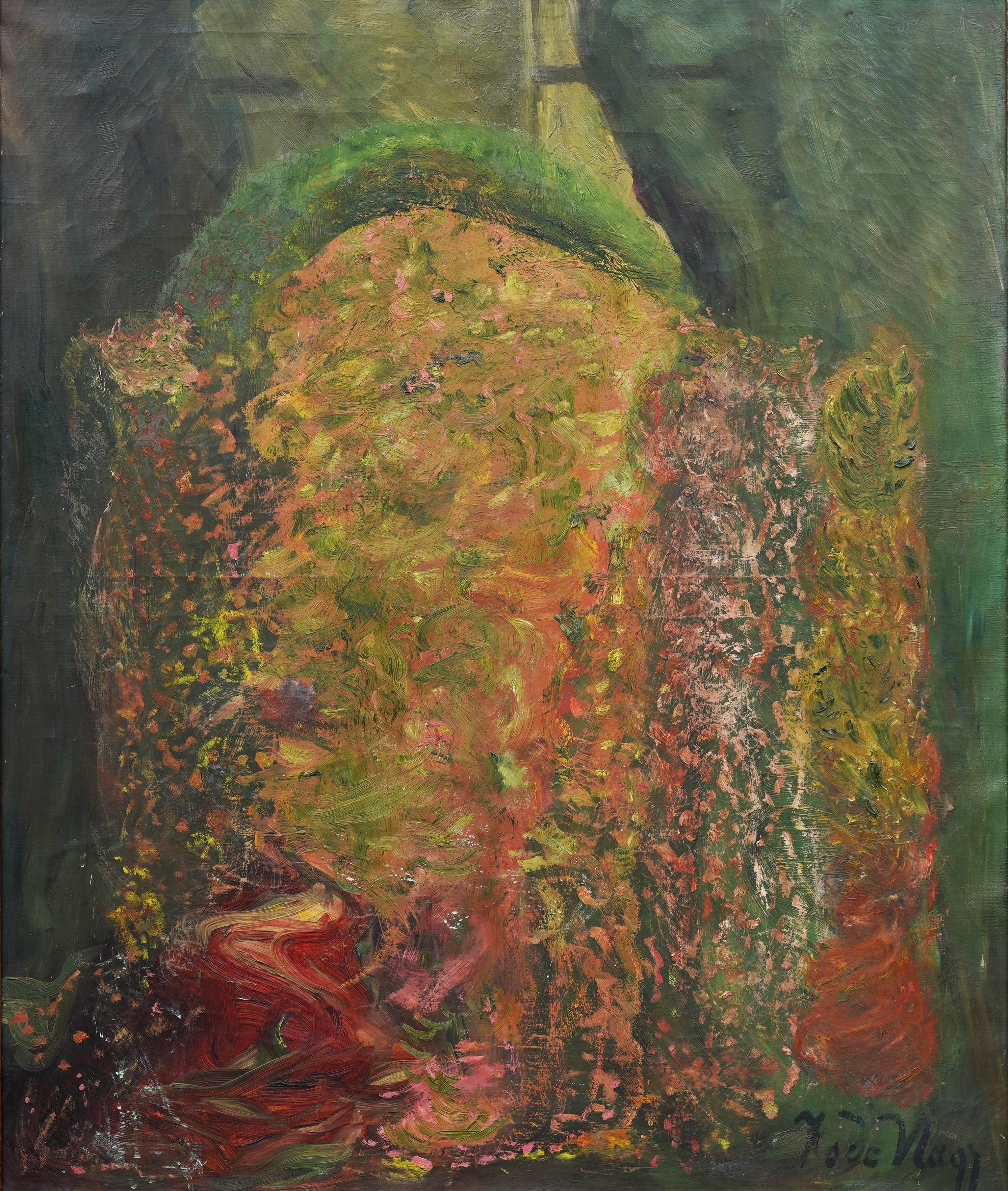 Cuadro al óleo abstracto de interior, grande, antiguo, modernista americano, enmarcado y firmado - Painting Abstracto de Unknown