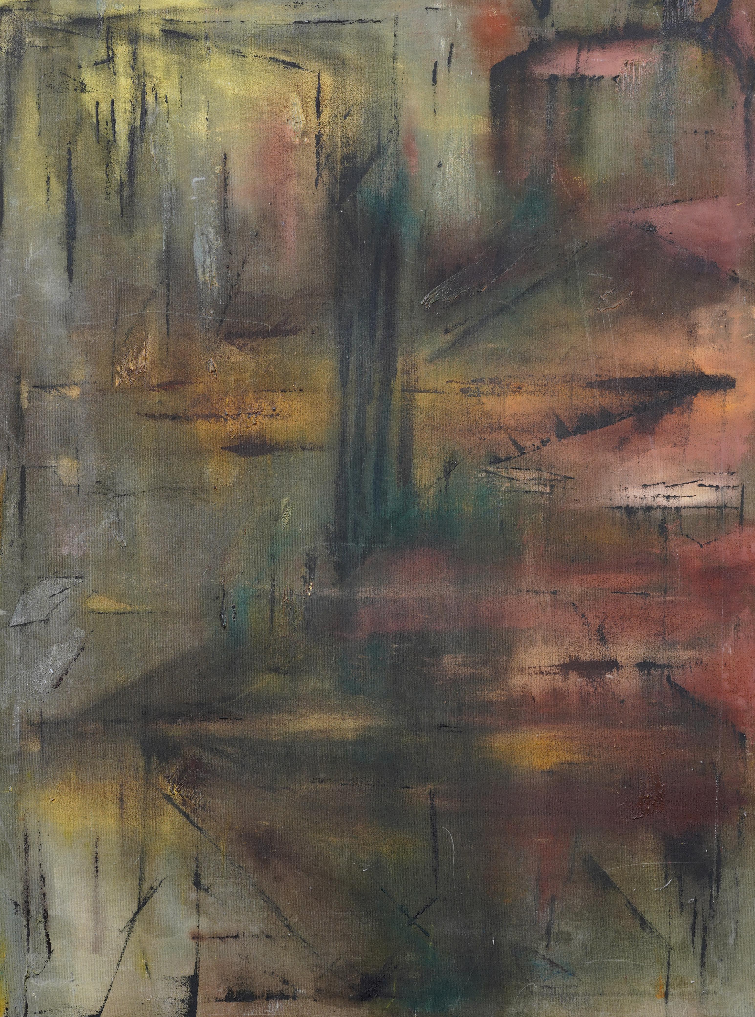 Pintura al óleo expresionista abstracta, modernista y antigua de la escuela americana - Painting Abstracto de Unknown