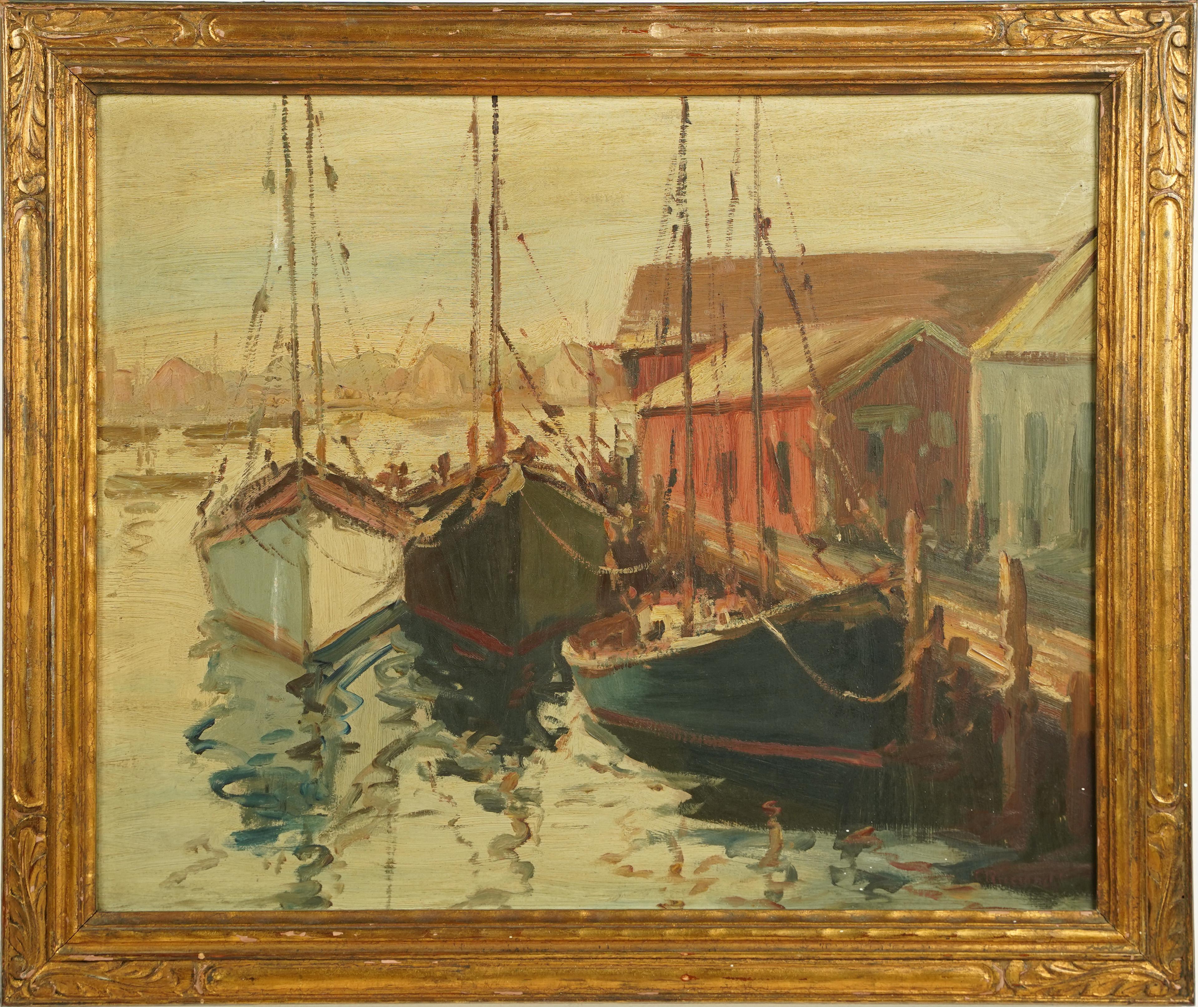 Antique American impressionist seascape signed oil painting.  Oil on canvas.   Framed.  Image size, 24L x 20H.