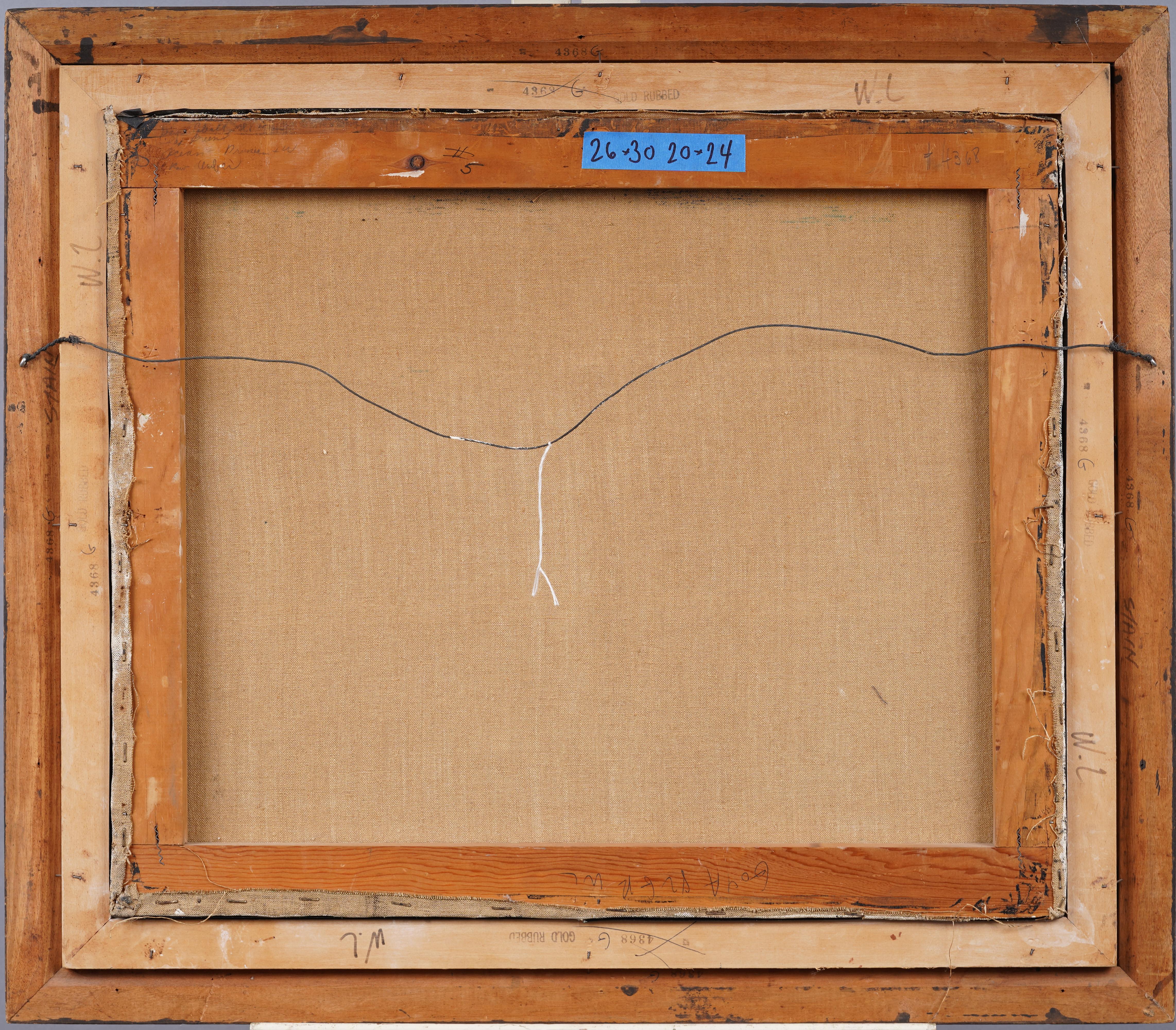 Grande pittura ad olio antica americana firmata, astratta e sabbiosa, con cornice in vendita 1