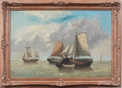 Large Antique Signed Impressionist Nicely Framed Seascape Sailboat Oil Painting