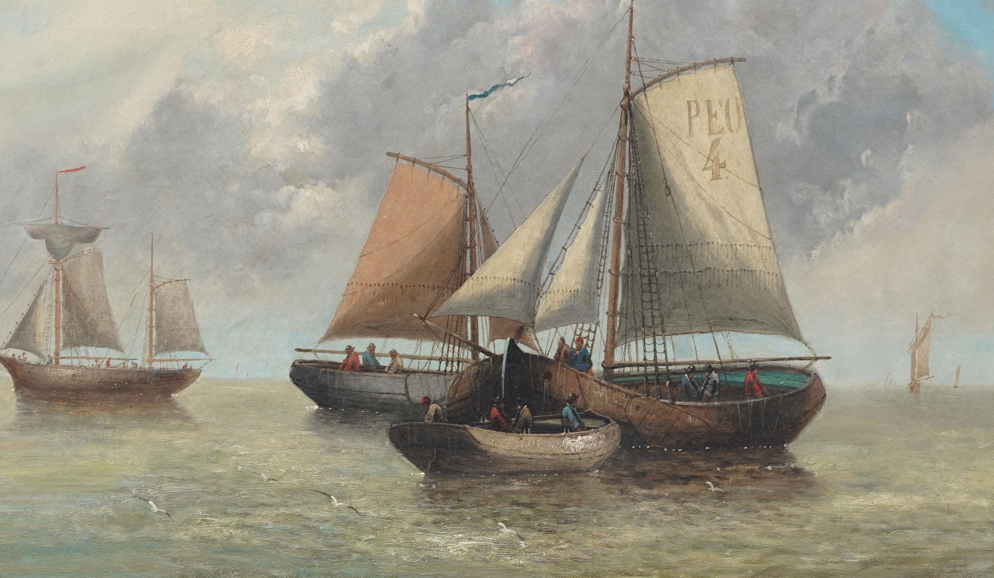 Large Antique Signed Impressionist Nicely Framed Seascape Sailboat Oil Painting For Sale 4