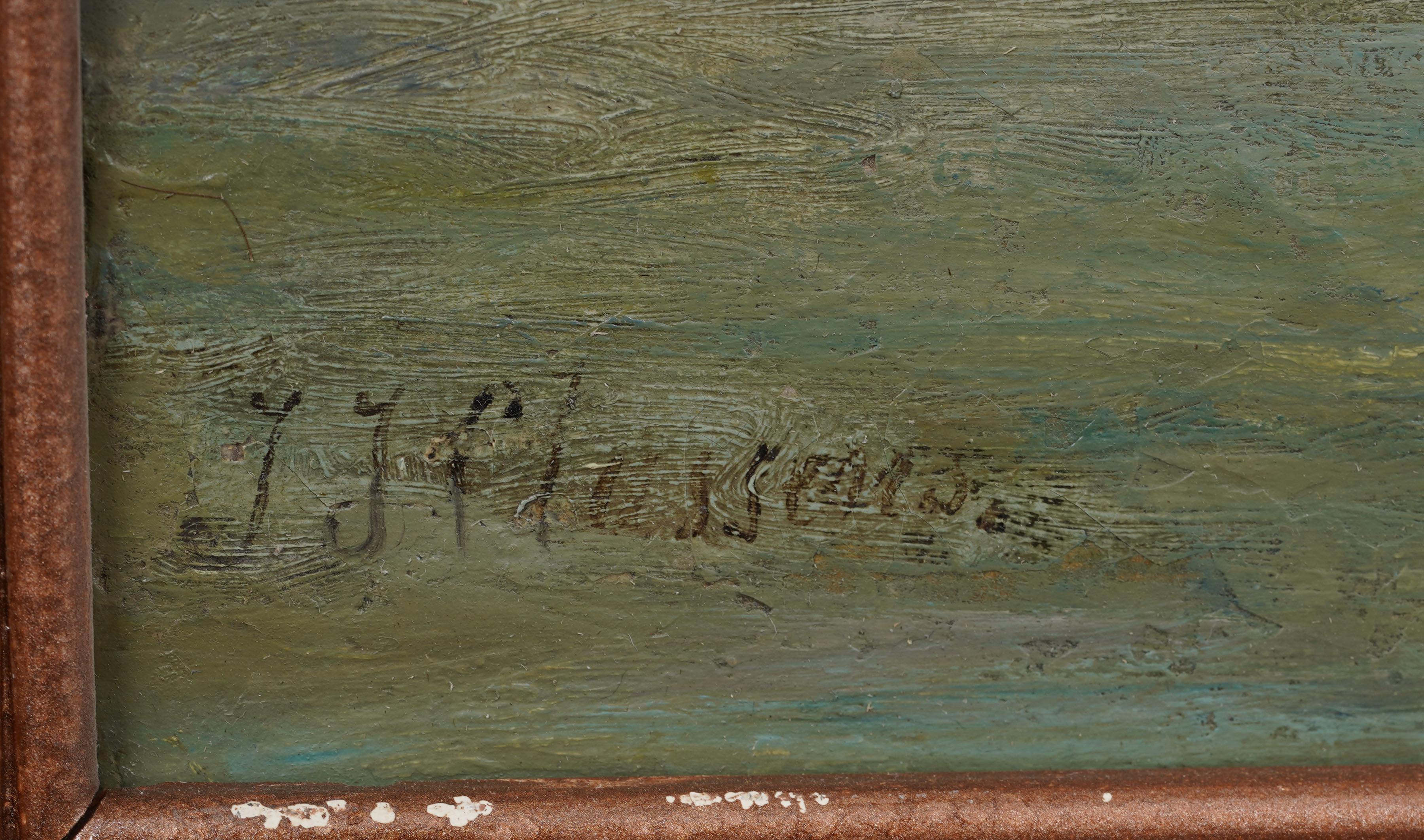 Large Antique Signed Impressionist Nicely Framed Seascape Sailboat Oil Painting For Sale 6