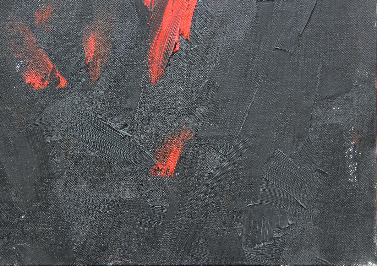 Grande peinture expressionniste abstraite noire, rouge, orange et blanche  en vente 2