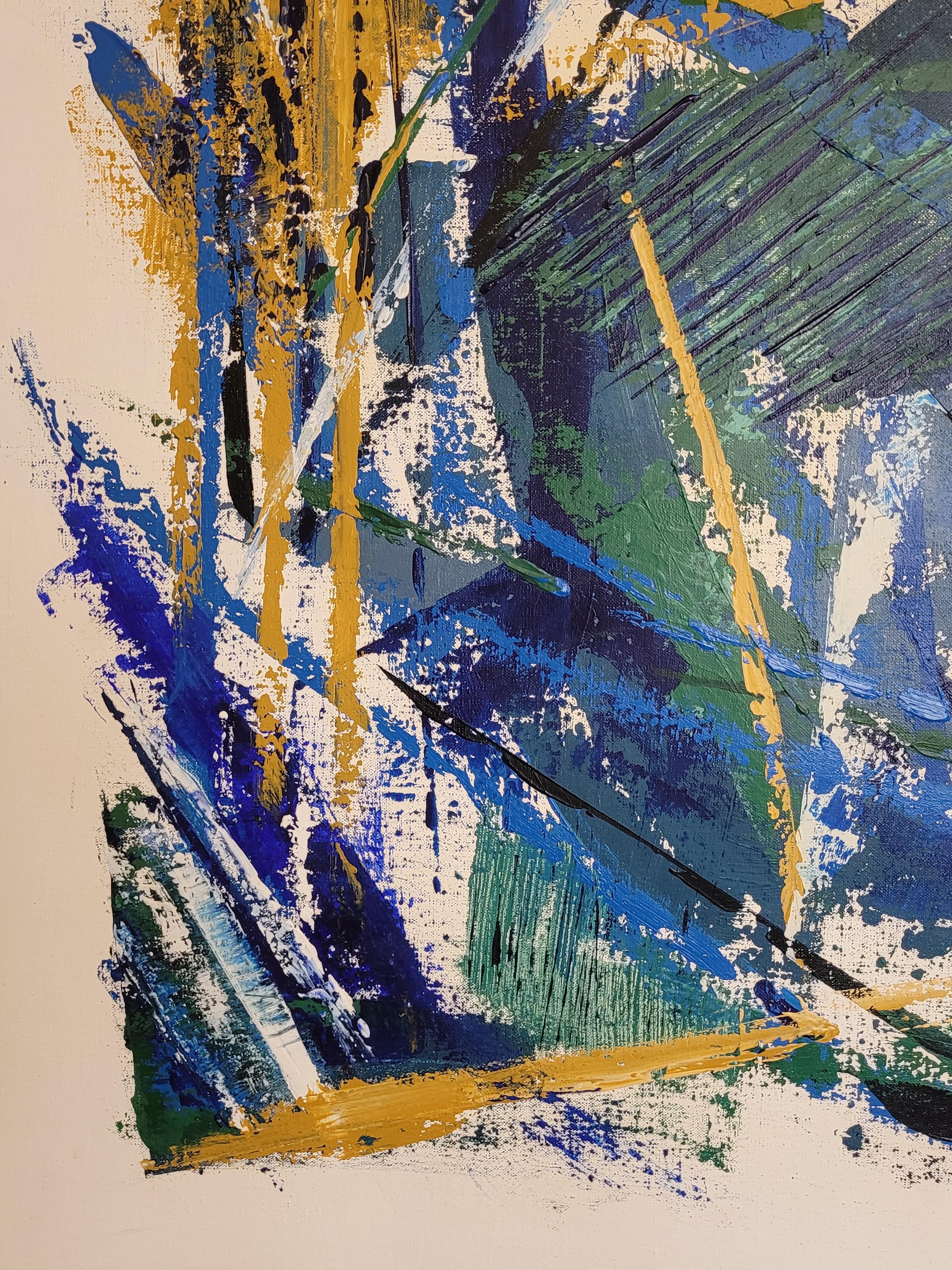 Grande acrilico espressionista astratto contemporaneo su tela. - Abstract Painting Beige di Unknown