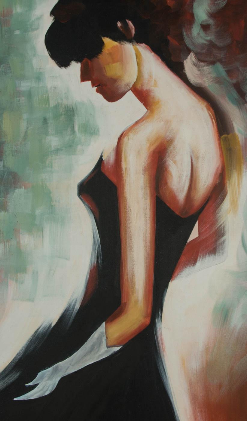 Large Contemporary Acrylic - Portrait of a Woman - Painting by Unknown