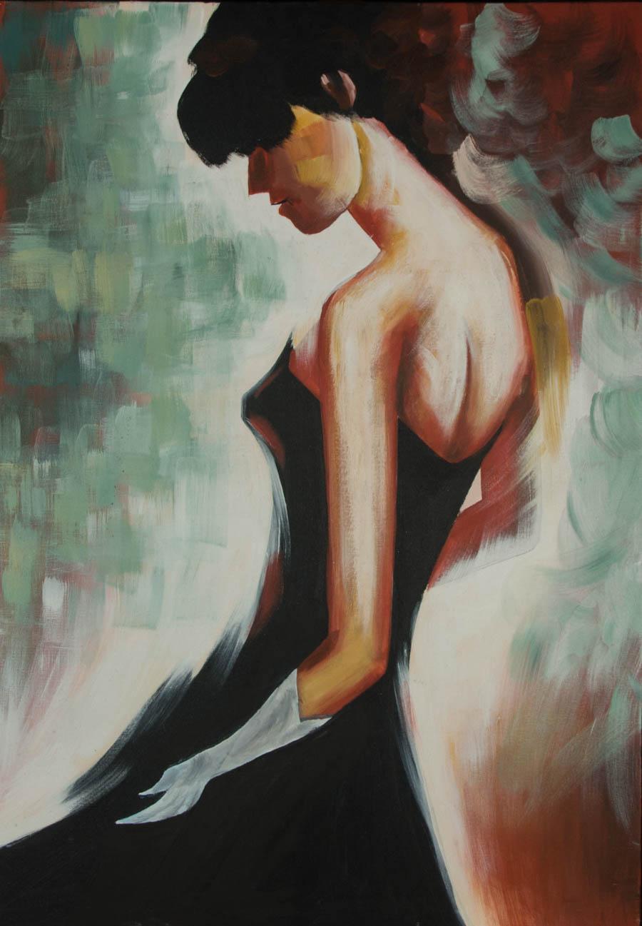 Unknown Portrait Painting - Large Contemporary Acrylic - Portrait of a Woman