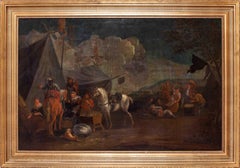 Large Dutch School, 18th Century oil painting, Merry making at the encampment
