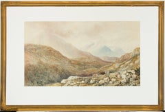 Large English School 19th Century Watercolour - Figures in Highland Landscape