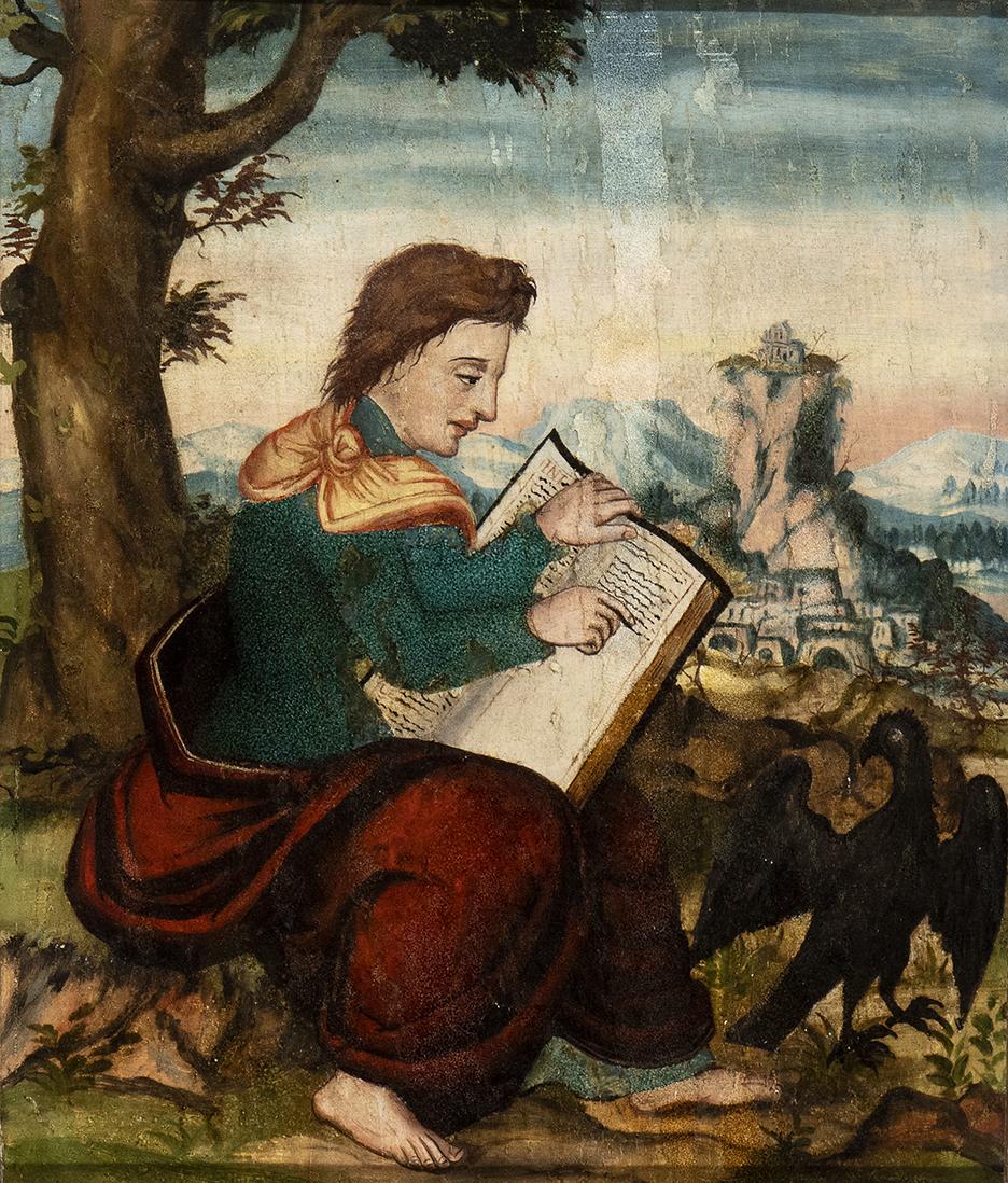 Grande dipinto figurativo a olio su tavola Ritratti dei 4 Evangelisti XVI secolo 4
