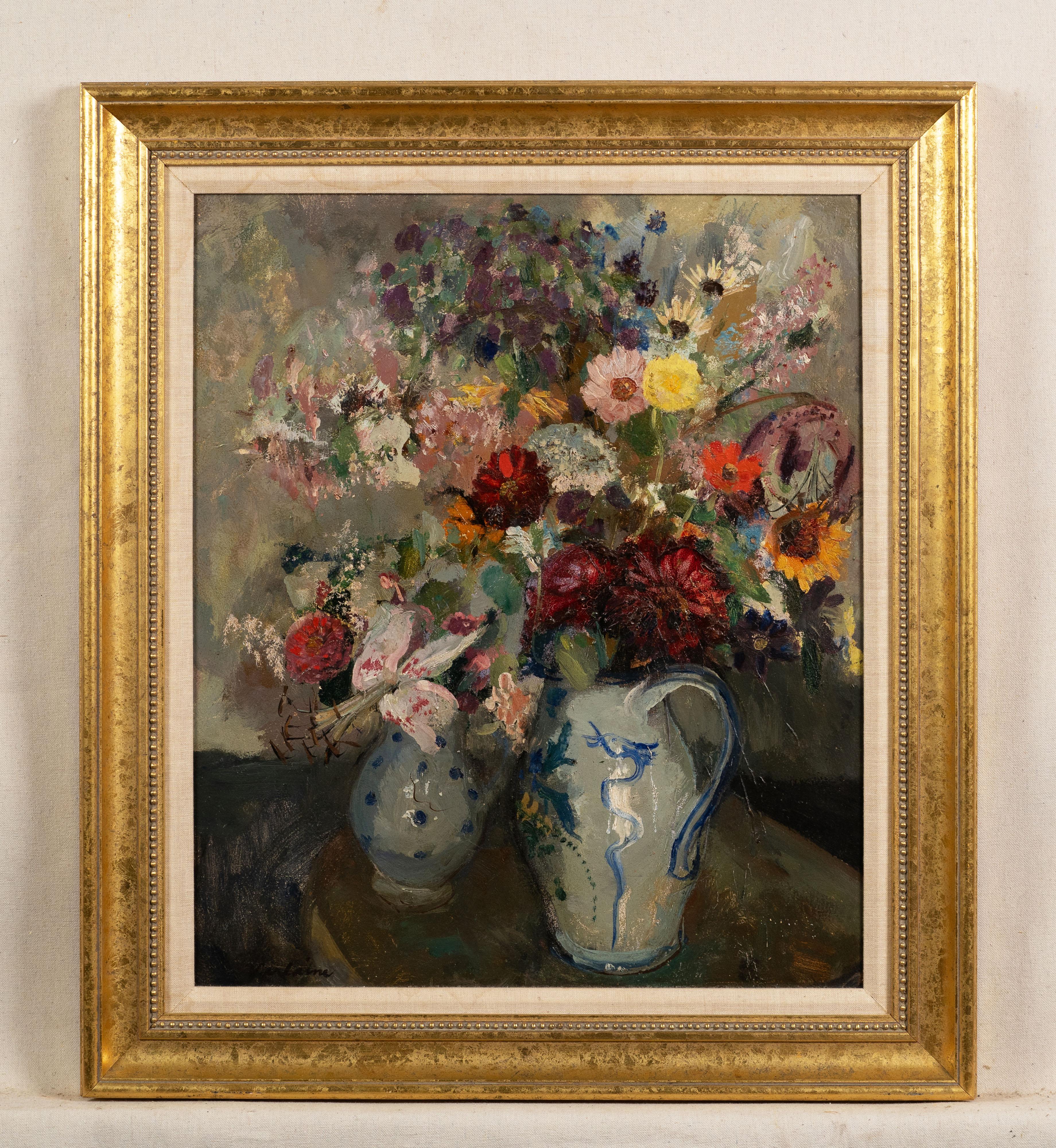 Large Finely Painted American Impressionist Still Life Signed Framed Painting For Sale 1