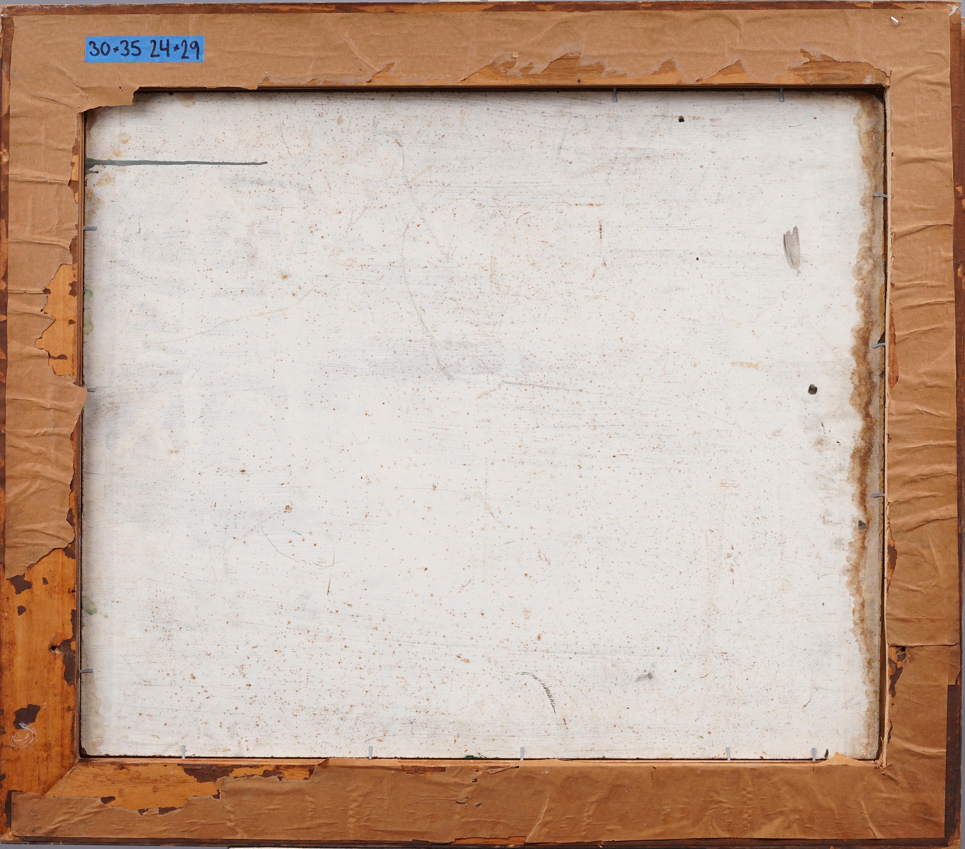 Grande pittura ad olio di scuola americana finemente dipinta che raffigura un paesaggio costiero astratto in vendita 3