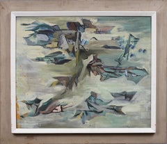 Large Finely Painted American School Abstract Coastal Landscape Oil Painting