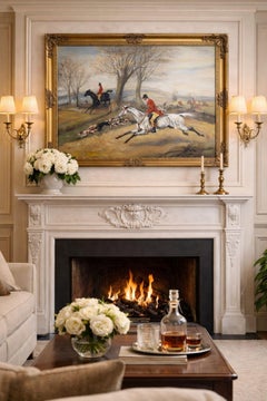 Large Fox Hunting Oil Painting Horse Rider Equestrian Scene English Sporting Art