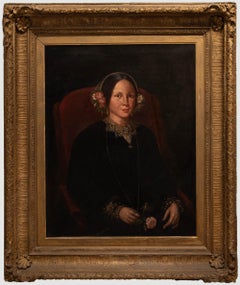 Large Framed 19th Century Oil - Portrait of a Lady, Victorian Splendour